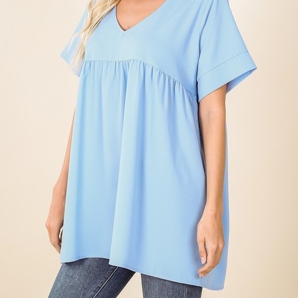 WOVEN HEAVY DOBBY EMPIRE WAIST TOP - Picture 2 of 3